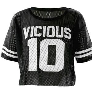 Forever 21 Vicious 10 Black Cropped Basketball Jersey
